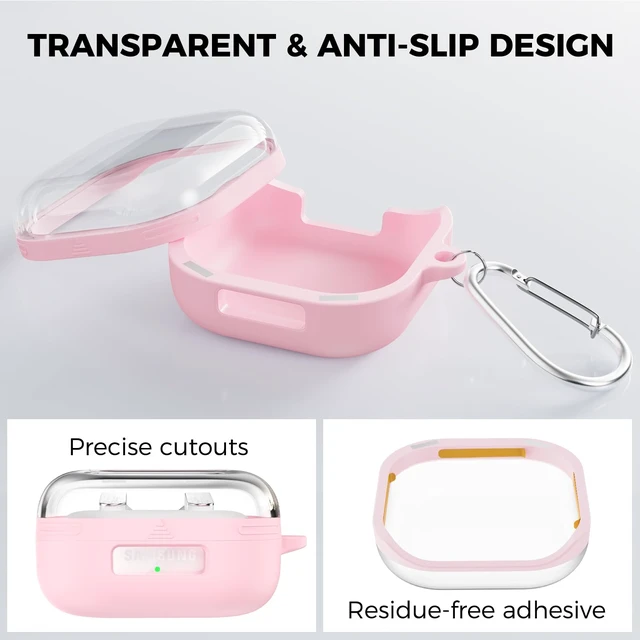 Alt view image 7 of 7 - for Samsung Galaxy Buds 4 Pro Case Cover with Magnetic Safety Lock Hard Shell Shockproof Protective Magnetic Case for Galaxy Buds 4 Earbuds 2026 with Cleaner Kit & Carabiner, Pink