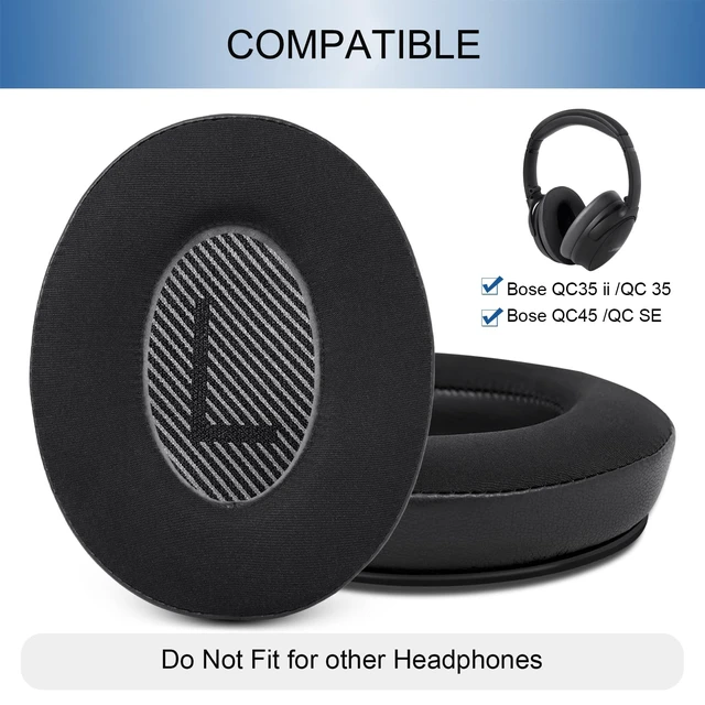 Alt view image 2 of 7 - Replacement Ear Pads for Bose QC35 & QC35 ii, Cooling Black Earpads for Bose QuietComfort 35ii 35 Headphones, Protein Leather, Noise Isolation Memory Foam