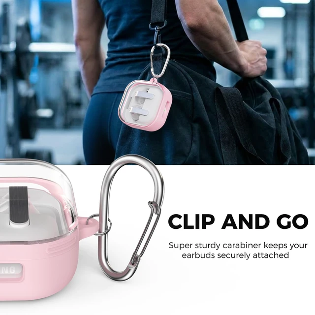 Alt view image 6 of 7 - for Samsung Galaxy Buds 4 Pro Case Cover with Magnetic Safety Lock Hard Shell Shockproof Protective Magnetic Case for Galaxy Buds 4 Earbuds 2026 with Cleaner Kit & Carabiner, Pink