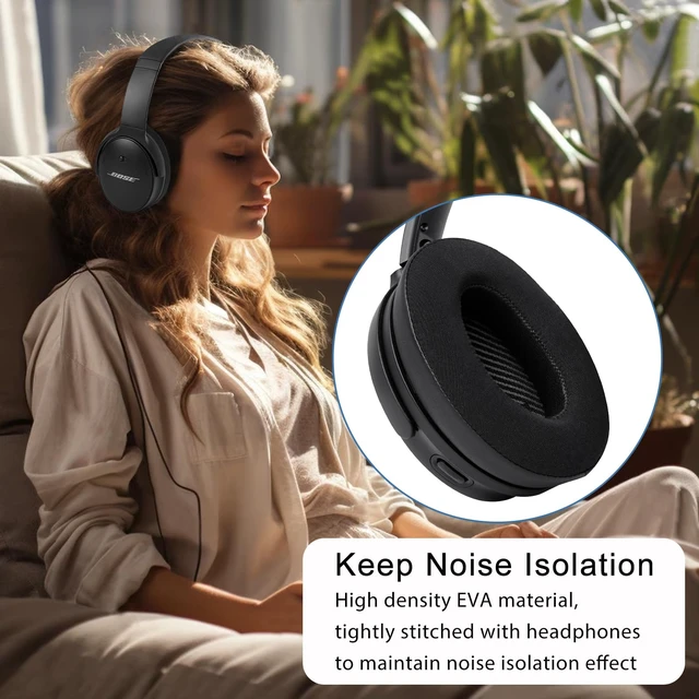 Alt view image 5 of 7 - Replacement Ear Pads for Bose QC35 & QC35 ii, Cooling Black Earpads for Bose QuietComfort 35ii 35 Headphones, Protein Leather, Noise Isolation Memory Foam