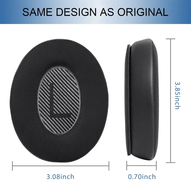 Alt view image 7 of 7 - Replacement Ear Pads for Bose QC35 & QC35 ii, Cooling Black Earpads for Bose QuietComfort 35ii 35 Headphones, Protein Leather, Noise Isolation Memory Foam
