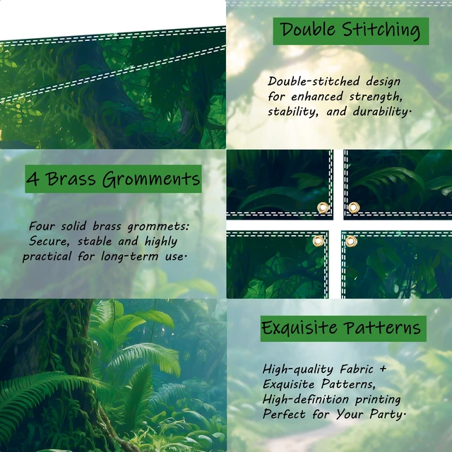 Alt view image 4 of 7 - Jungle Backdrop 10x6.5ft Jungle Forest Photography Backdrop Rainforest Natural Scenery Background Safari Decoration Spring Green Photo Booth Studio Props