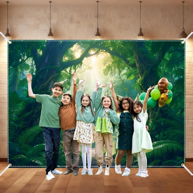 Alt view image 7 of 7 - Jungle Backdrop 10x6.5ft Jungle Forest Photography Backdrop Rainforest Natural Scenery Background Safari Decoration Spring Green Photo Booth Studio Props