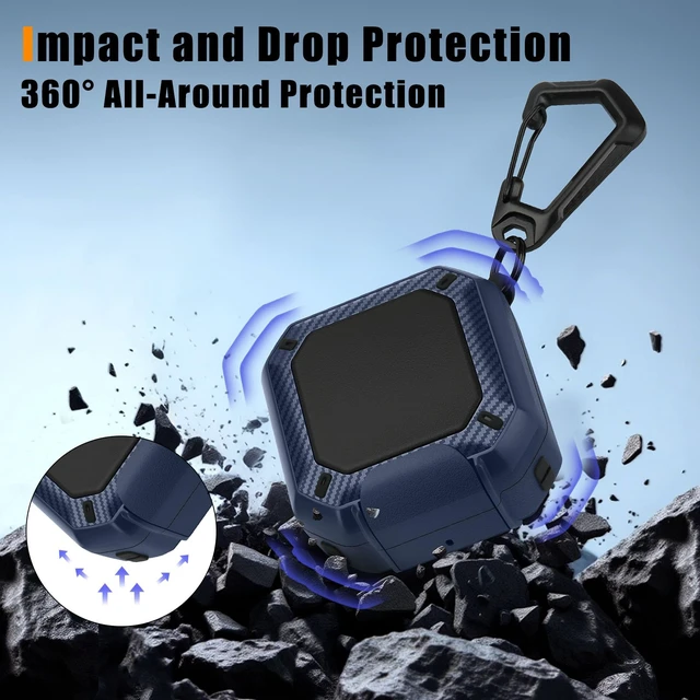 Alt view image 2 of 7 - Compatible with Samsung Galaxy Buds 4 Pro Case/Galaxy Buds 4 Case, Carbon Fiber Texture Design Cover with Phone Stand, Blue