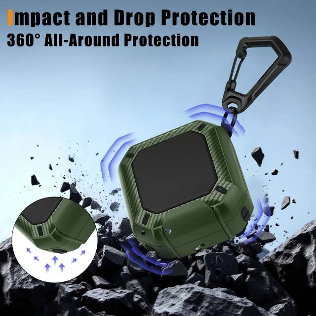 Alt view image 2 of 7 - Compatible with Samsung Galaxy Buds 4 Pro Case/Galaxy Buds 4 Case, Carbon Fiber Texture Design Cover with Phone Stand, Army Green