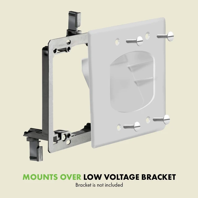 Alt view image 4 of 7 - Recessed Low Voltage Cable Wall Plate for Home Theaters, Size 2-Gang 4.50" x 4.50", Polycarbonate Thermoplastic, TG8882-6PCS, White, 6 pack