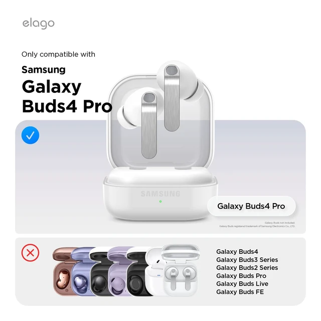 Alt view image 2 of 7 - Ear Hooks for Galaxy Buds 4 Pro Earbuds Accessories, Anti-Slip, Ergonomic Design, Comfortable Fit (White)