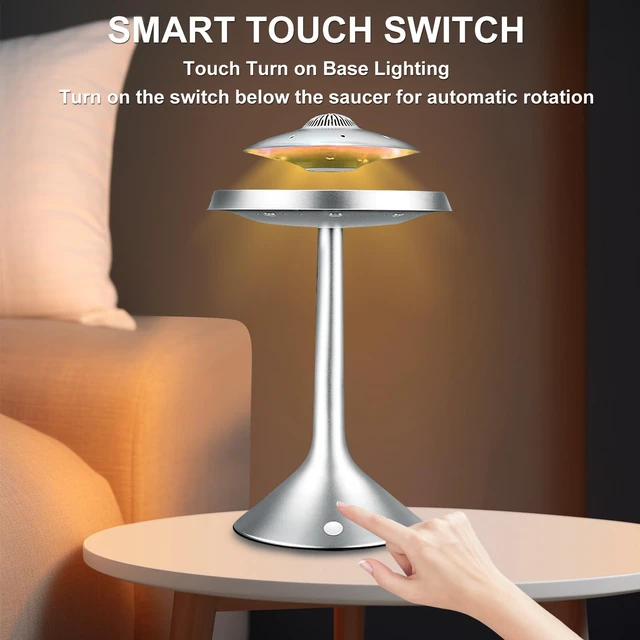 Alt view image 5 of 6 - Magnetic Levitation Bluetooth UFO Speaker, Levitating UFO Speakers with Seven Color Night Lamp, Wireless Charging LED Lamp Bluetooth Speaker, 360°Rotating UFO Lamp (Silver)