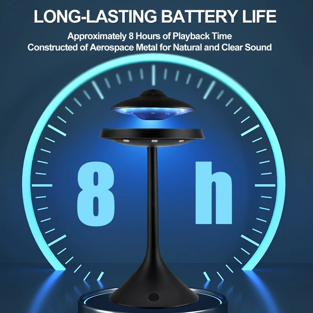 Alt view image 3 of 6 - Magnetic Levitation Bluetooth UFO Speaker, Levitating UFO Speakers with Seven Color Night Lamp, Wireless Charging LED Lamp Bluetooth Speaker, 360°Rotating UFO Lamp (Black)