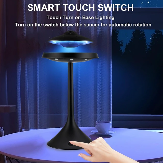 Alt view image 5 of 6 - Magnetic Levitation Bluetooth UFO Speaker, Levitating UFO Speakers with Seven Color Night Lamp, Wireless Charging LED Lamp Bluetooth Speaker, 360°Rotating UFO Lamp (Black)