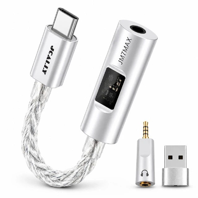 Main image of USB C DAC CX31993+SGM8262 HiFi 32bit/384kHz Audio Adapter USB C to 3.5mm with Headphone Ampifier, Silver-Plated Copper CNC Aluminum Body IEM DAC Dongle for Android iPhone PC Mac