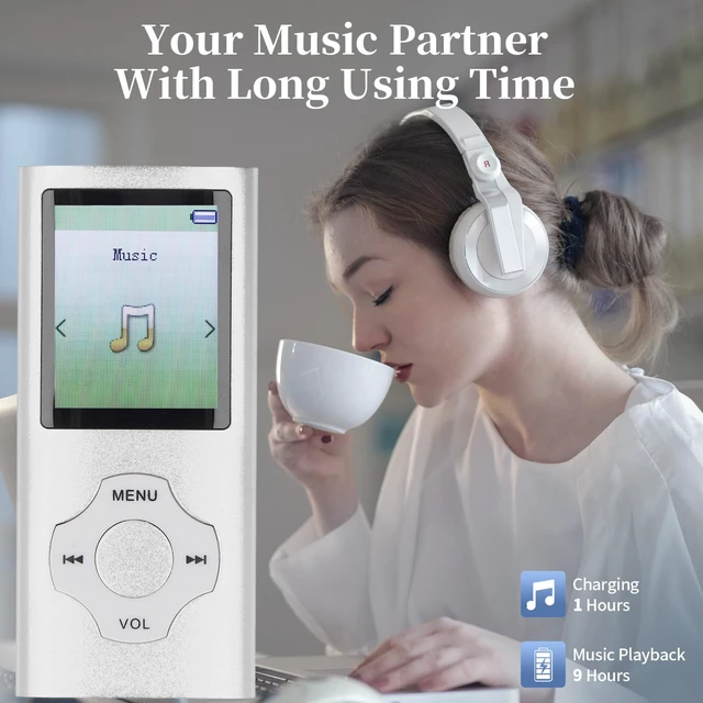 Alt view image 3 of 7 - 128GB MP3 MP4 Player with Bluetooth and WiFi, Portable Lossless Sound MP3, HiFi Sound 1.8in Color Screen, Expandable Portable Video Music Player with Electronic Book Voice Record (Silver)