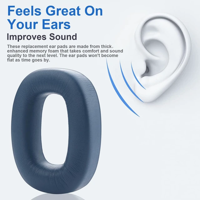 Alt view image 2 of 7 - PX7 Replacement Ear Pads Protein Leather Ear Cushions Compatible with Bowers & Wilkins PX7 PX8 S2 Wireless Noise-Cancelling Headphones Earmuffs Noise Isolation Memory Foam Earpads Earmuffs, Blue