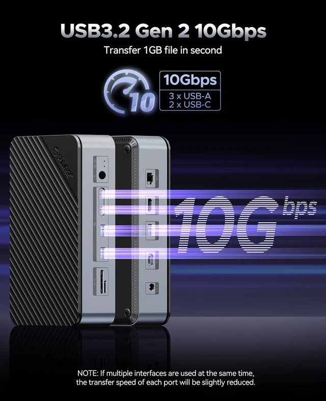 Alt view image 5 of 7 - 12-in-1 USB C Hub with M.2 + SATA 2.5/3.5 SSD/HDD Enclosure, USB C to HDMI Adapter 4K@60Hz,10Gbps USB A/USB C Data Ports, USB C Docking Station for Windows/mac OS D35M2