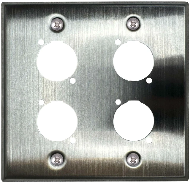 Main image of XLR Wall Plate Blank and XLR Panel Combo - Perfect for Professional Audio Setups in Studios, Theaters, and Conference Rooms - Easy to Install and Durable Design (4 Port Stainless Steel)