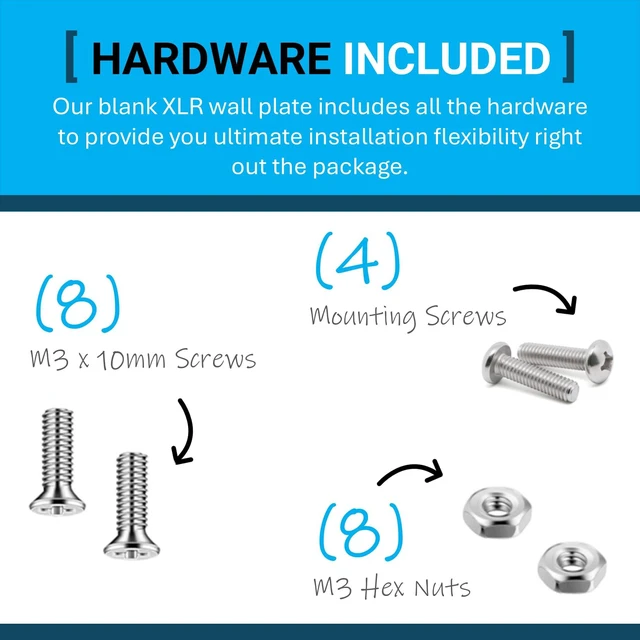 Alt view image 3 of 6 - XLR Wall Plate Blank and XLR Panel Combo - Perfect for Professional Audio Setups in Studios, Theaters, and Conference Rooms - Easy to Install and Durable Design (4 Port Stainless Steel)