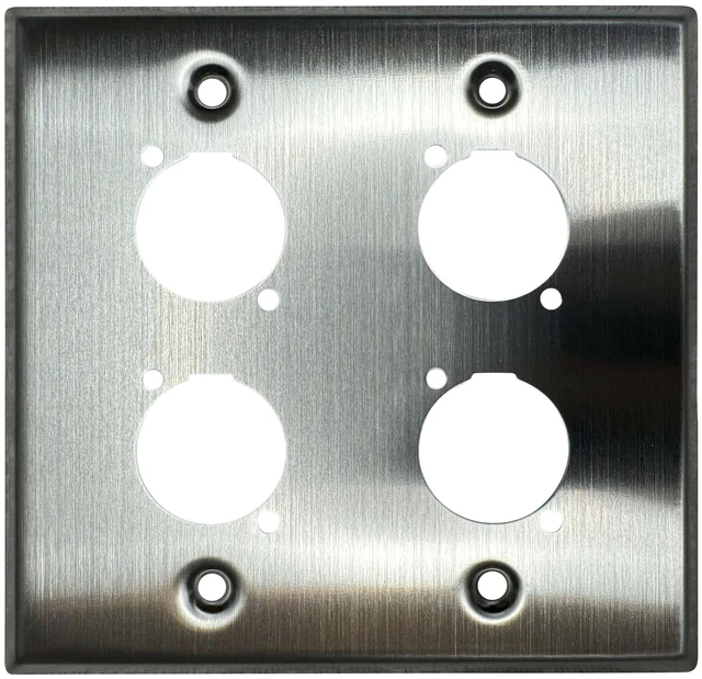 Alt view image 4 of 6 - XLR Wall Plate Blank and XLR Panel Combo - Perfect for Professional Audio Setups in Studios, Theaters, and Conference Rooms - Easy to Install and Durable Design (4 Port Stainless Steel)