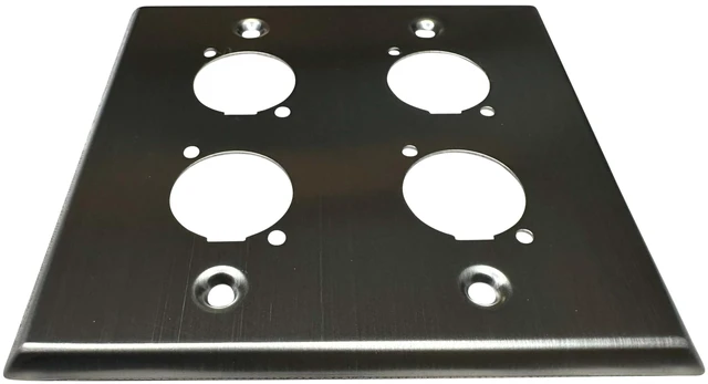Alt view image 5 of 6 - XLR Wall Plate Blank and XLR Panel Combo - Perfect for Professional Audio Setups in Studios, Theaters, and Conference Rooms - Easy to Install and Durable Design (4 Port Stainless Steel)
