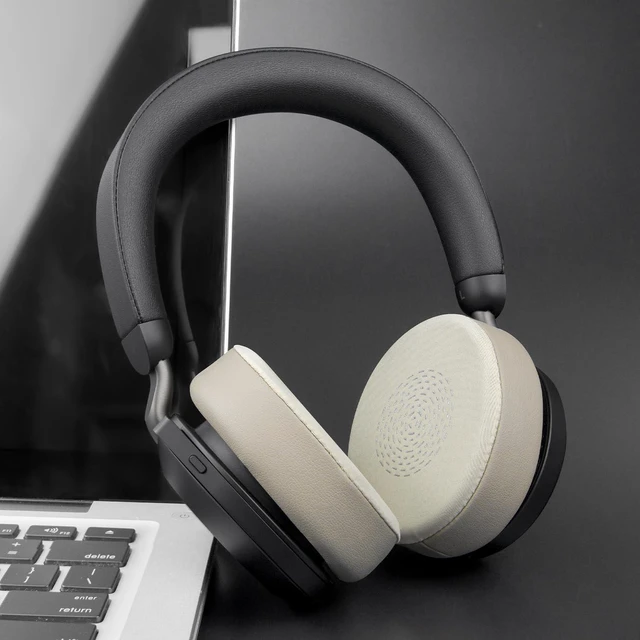 Alt view image 3 of 7 - Cooling Gel Earpads Replacement for Jabra Evolve2 75 PC Wireless Headset (Do Not fit Evolve 75), Ear Pads Cushions with Ice Silk Fabric, Noise Isolation Foam - Gold