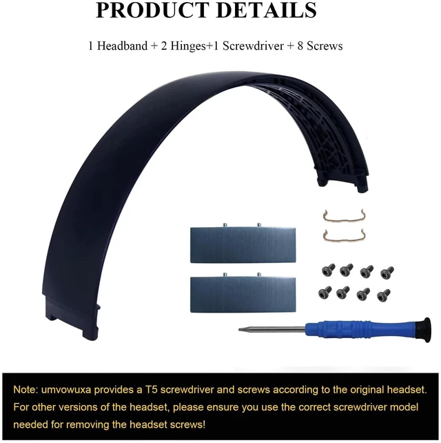 Alt view image 6 of 7 - 2 Sets Studio Pro Headband Replacement Parts & Replacement Hinge Compatible with Beats Studio Pro and Studio 3 Headphones, Studio Pro Replacement Headband Metal Repair Parts (Navy)