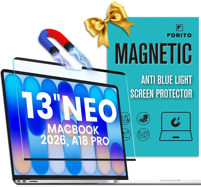 Main image of Magnetic Anti Blue Light Screen Protector Compatible with 2026 MacBook Neo 13 inch (2026, A18 Pro Chip), Bubble-Free Install, Removable & Reusable Anti Glare Matte Laptop Screen Shield