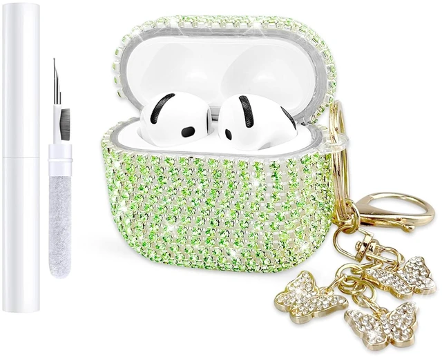 Main image of Glitter Diamond for AirPods 5th/4th Case Cover 2026/2024 (Green) Hard TPU Cover for AirPods 5th/4th Generation Case (2026/2024) with Bling Butterfly Keychain and Cleaning Kit for Girls Women
