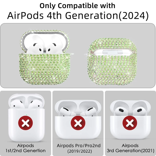 Alt view image 4 of 7 - Glitter Diamond for AirPods 5th/4th Case Cover 2026/2024 (Green) Hard TPU Cover for AirPods 5th/4th Generation Case (2026/2024) with Bling Butterfly Keychain and Cleaning Kit for Girls Women