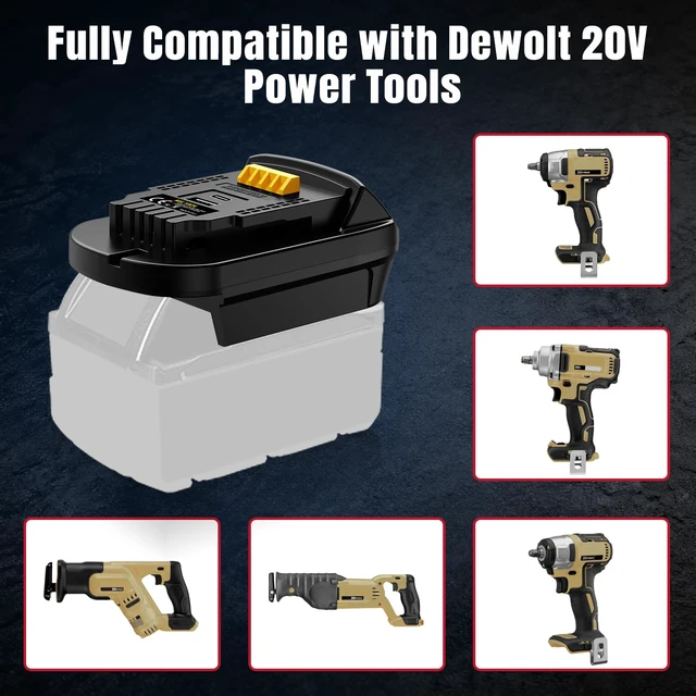 Alt view image 4 of 7 - Battery Adapter for Milwaukee M18 18V Battery Convert to for Dewalt 20V MAX Cordless Tools, with QC3.0 18W USB & Type-C 5V/2.1A Charging Port,MIL18DL Battery Converter