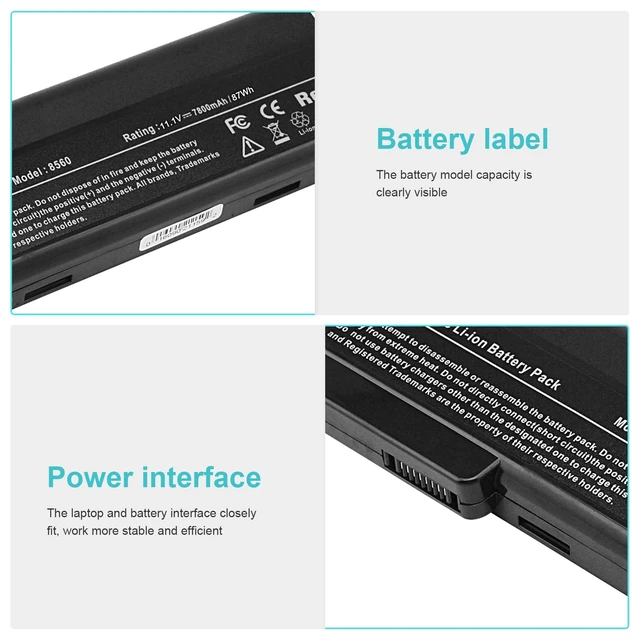 Alt view image 5 of 7 - 9-Cell Sapre CC06 628664-001 628666-001 628668-001 Battery for HP 6360t EliteBook 8460p 8460w 8470p 8470w 8560p 8570p ProBook 6360b 6460b 6465b 6470b 6475b 6560b 6565b 6570b