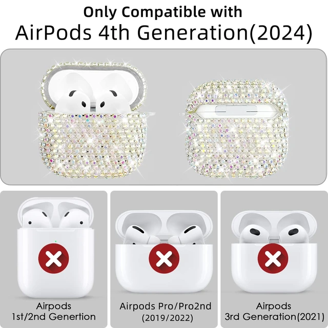 Alt view image 4 of 7 - Glitter Diamond for AirPods 5th/4th Case Cover 2026/2024 (Colorful) Hard TPU Cover for AirPods 5th/4th Generation Case (2026/2024) with Bling Butterfly Keychain and Cleaning Kit for Girls Women