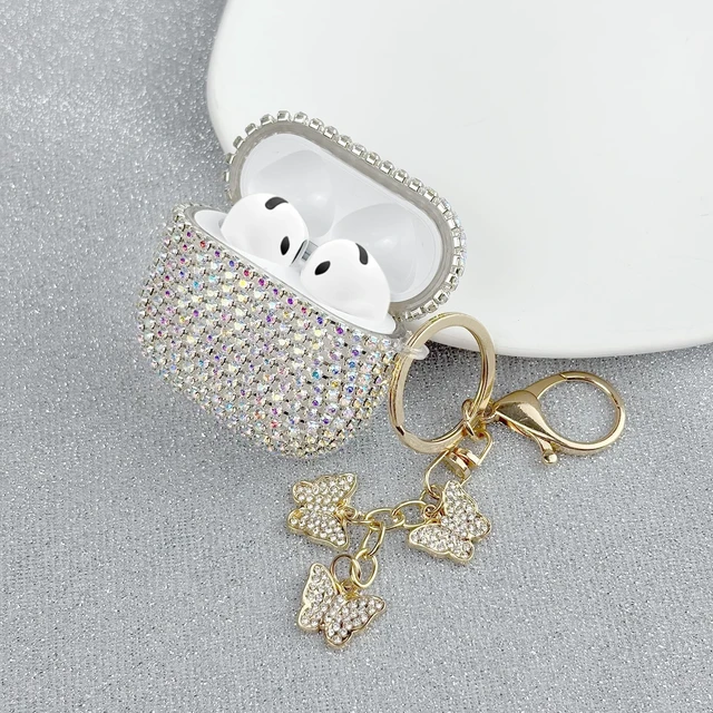 Alt view image 5 of 7 - Glitter Diamond for AirPods 5th/4th Case Cover 2026/2024 (Colorful) Hard TPU Cover for AirPods 5th/4th Generation Case (2026/2024) with Bling Butterfly Keychain and Cleaning Kit for Girls Women