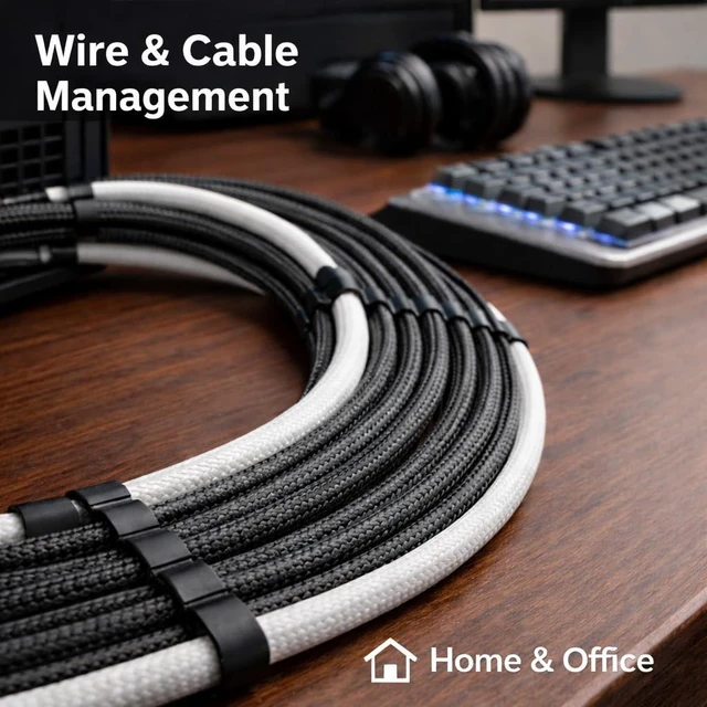 Alt view image 5 of 7 - 100ft Expandable Non-Split PET Braided Cable Sleeve, High-Temperature Black Loom for Automotive Harness and Chew-Resistant Home Office Wire Management (1/4")