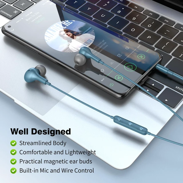 Alt view image 5 of 7 - Wired Earbuds in-Ear Headphones 3.5mm Jack for Laptop/School Blue Noise Isolation Small Earphones, Corded Plug-in Ear Buds Mic Volume Control for iPhone/Samsung/Android/PC/Gaming Console/Kids