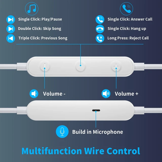 Alt view image 3 of 7 - Wired Earbuds in-Ear Headphones 3.5mm Jack for Laptop/School White Noise Isolation Small Earphones, Corded Plug-in Ear Buds Mic Volume Control for iPhone/Samsung/Android/PC/Gaming Console/Kids