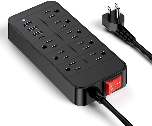 Main image of Surge Protector Power Strip - 8 Outlets with 1 USB-C and 3 USB-A Ports for Multiple Devices,5ft Extension Cord,20W USB C Fast Charging for Home/Office