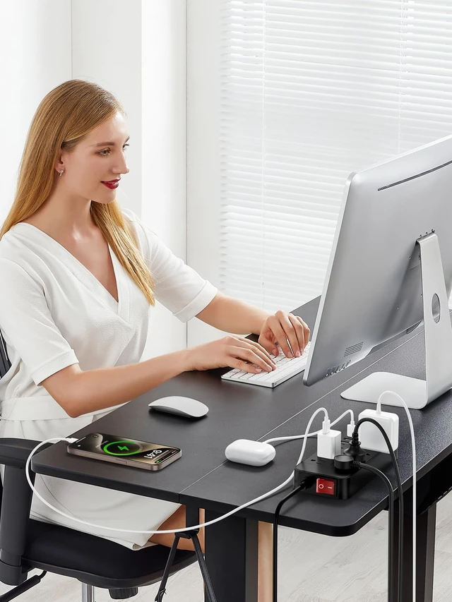 Alt view image 7 of 7 - Surge Protector Power Strip - 8 Outlets with 1 USB-C and 3 USB-A Ports for Multiple Devices,5ft Extension Cord,20W USB C Fast Charging for Home/Office