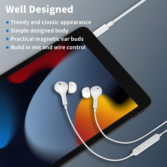 Alt view image 7 of 7 - Wired Earbuds in-Ear Headphones 3.5mm Jack for Laptop/School White Noise Isolation Small Earphones, Corded Plug-in Ear Buds Mic Volume Control for iPhone/Samsung/Android/PC/Gaming Console/Kids