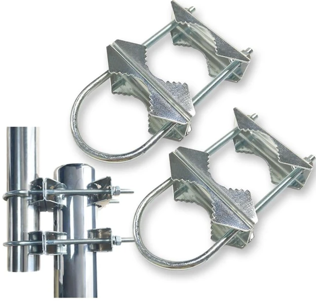 Main image of Double U-Bolt Clamp Bracket for Starlink Antenna Mount Pole Adapter Rv Ladder Rail Mount,Universal Yagi/WiFi/DivecTv/Lora/CB Ham Antenna mast Parasol Pipe Rail Mounting Kits,2PCS