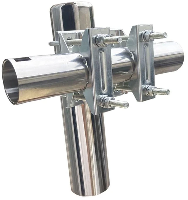 Alt view image 4 of 7 - Double U-Bolt Clamp Bracket for Starlink Antenna Mount Pole Adapter Rv Ladder Rail Mount,Universal Yagi/WiFi/DivecTv/Lora/CB Ham Antenna mast Parasol Pipe Rail Mounting Kits,2PCS