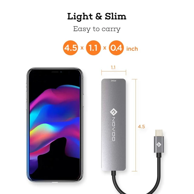 Alt view image 2 of 2 - USB C Hub HDMI, MacBook Pro Adapters with 100W PD, 6 in 1 Adapter 4K to HDMI, 2 USB 3.0 Ports and SD/TF Cards Reader for iPad Pro/MacBook Pro Air/Type C Devices