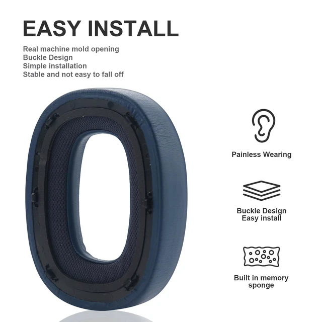 Alt view image 4 of 7 - PX7 Replacement Ear Pads Protein Leather Ear Cushions Compatible with Bowers & Wilkins PX7 PX8 S2 Wireless Noise-Cancelling Headphones Earmuffs Noise Isolation Memory Foam Earpads Earmuffs, Blue