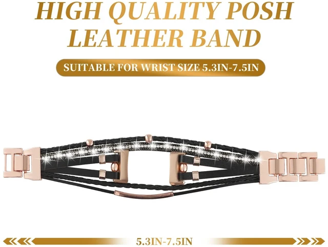 Alt view image 3 of 7 - Leather Bands Compatible with Fitbit Charge 6/Charge 5 Bands for Women, Boho Handmade Multilayer Wrap Bracelets Jewelry Strap Replacement for Charge 6/Charge 5 Fitness Tracker