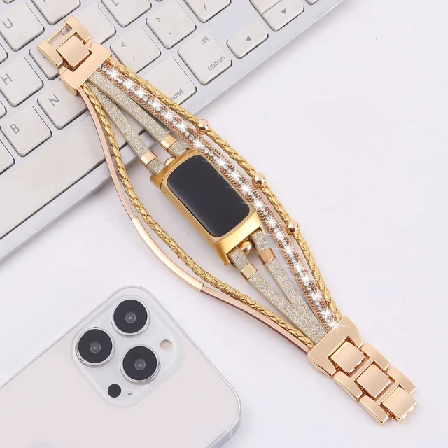 Alt view image 5 of 6 - Leather Bands Compatible with Fitbit Charge 6/Charge 5 Bands for Women, Boho Handmade Multilayer Wrap Bracelets Jewelry Strap Replacement for Charge 6/Charge 5 Fitness Tracker