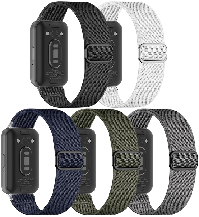 Main image of 5 Pack Stretchy Nylon Compatible with Samsung Galaxy Fit 3 Watch Band, Adjustable Wristbands Sport Strap Loop for Galaxy Fit 3 SM-R390 Smartwatch Accessories - Soft, Lightweight, Elastic