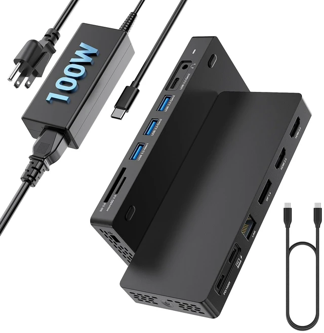 Main image of Surface Thunderbolt 4 Dock 16 in 1 Triple Displays with Power Adapter Dual HDMI+DisplayPort Surface Pro Docking Station for Surface Pro 13 12 11 10 9 8 7 X, Surface Laptop 7 6 5, Go, Book