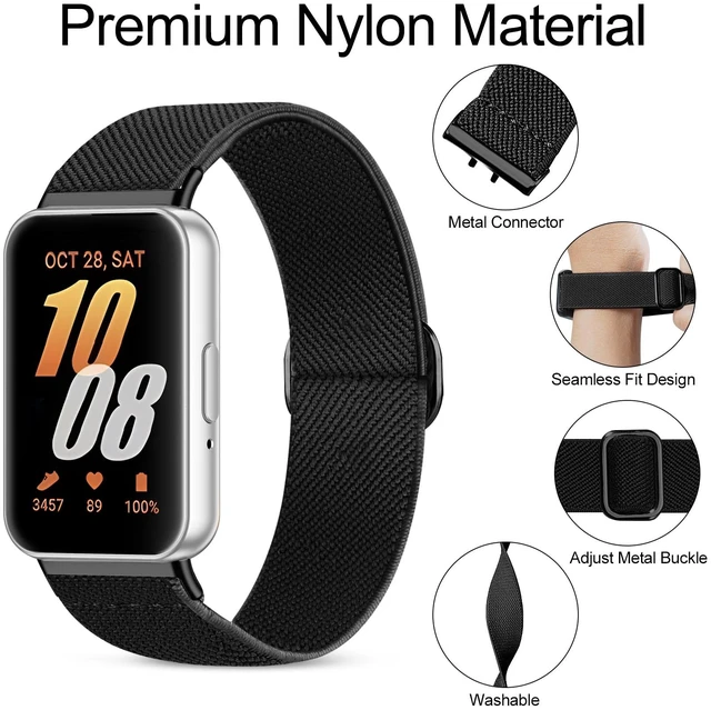 Alt view image 4 of 7 - 5 Pack Stretchy Nylon Compatible with Samsung Galaxy Fit 3 Watch Band, Adjustable Wristbands Sport Strap Loop for Galaxy Fit 3 SM-R390 Smartwatch Accessories - Soft, Lightweight, Elastic