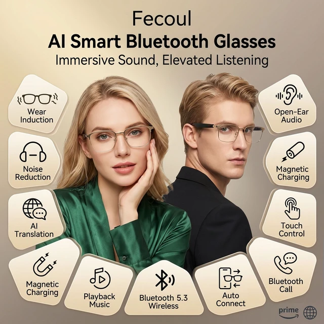 Alt view image 2 of 7 - Smart AI Glasses with 164 Languages Translator, Photochromic, Gold