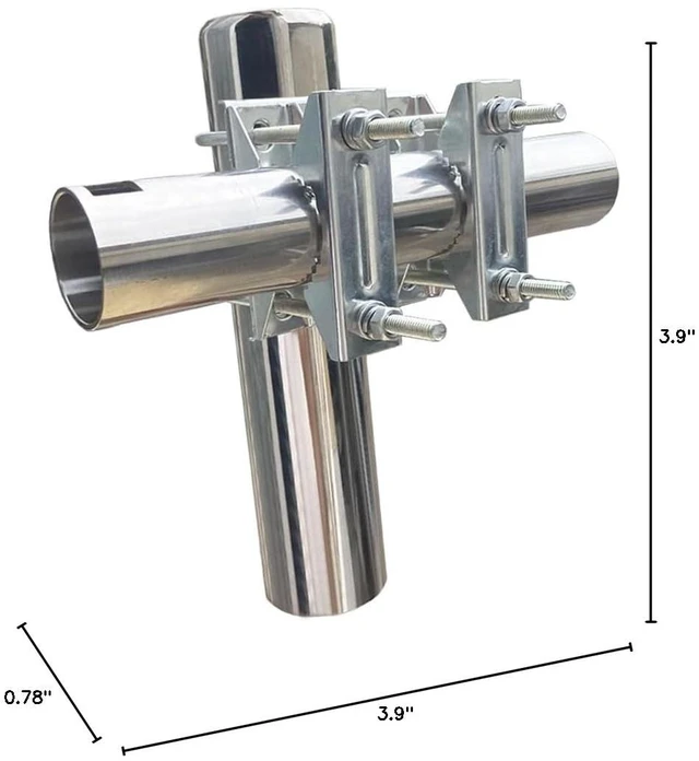 Alt view image 7 of 7 - Double U-Bolt Clamp Bracket for Starlink Antenna Mount Pole Adapter Rv Ladder Rail Mount,Universal Yagi/WiFi/DivecTv/Lora/CB Ham Antenna mast Parasol Pipe Rail Mounting Kits,2PCS