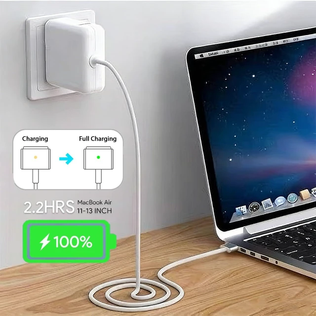 Alt view image 3 of 7 - Mac Book Air Charger 45W Magnetic Mag2 T-Tip AdapterApplicable 2012-2017 Compatible with Mac Book Air 11 inch & 13 inch Models A1466 A1465 A1436 A1435(NOT for 2018-2026)