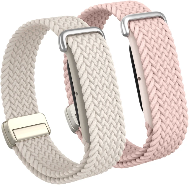 Main image of Nylon Braided Magnetic Bands for Google Fitbit Air Fitness Tracker 2 Pack Quick-Adjust Stretchy Sport Replacement Strap, Men Women Soft Breathable Wristband for Daily Workout, Sleeping
